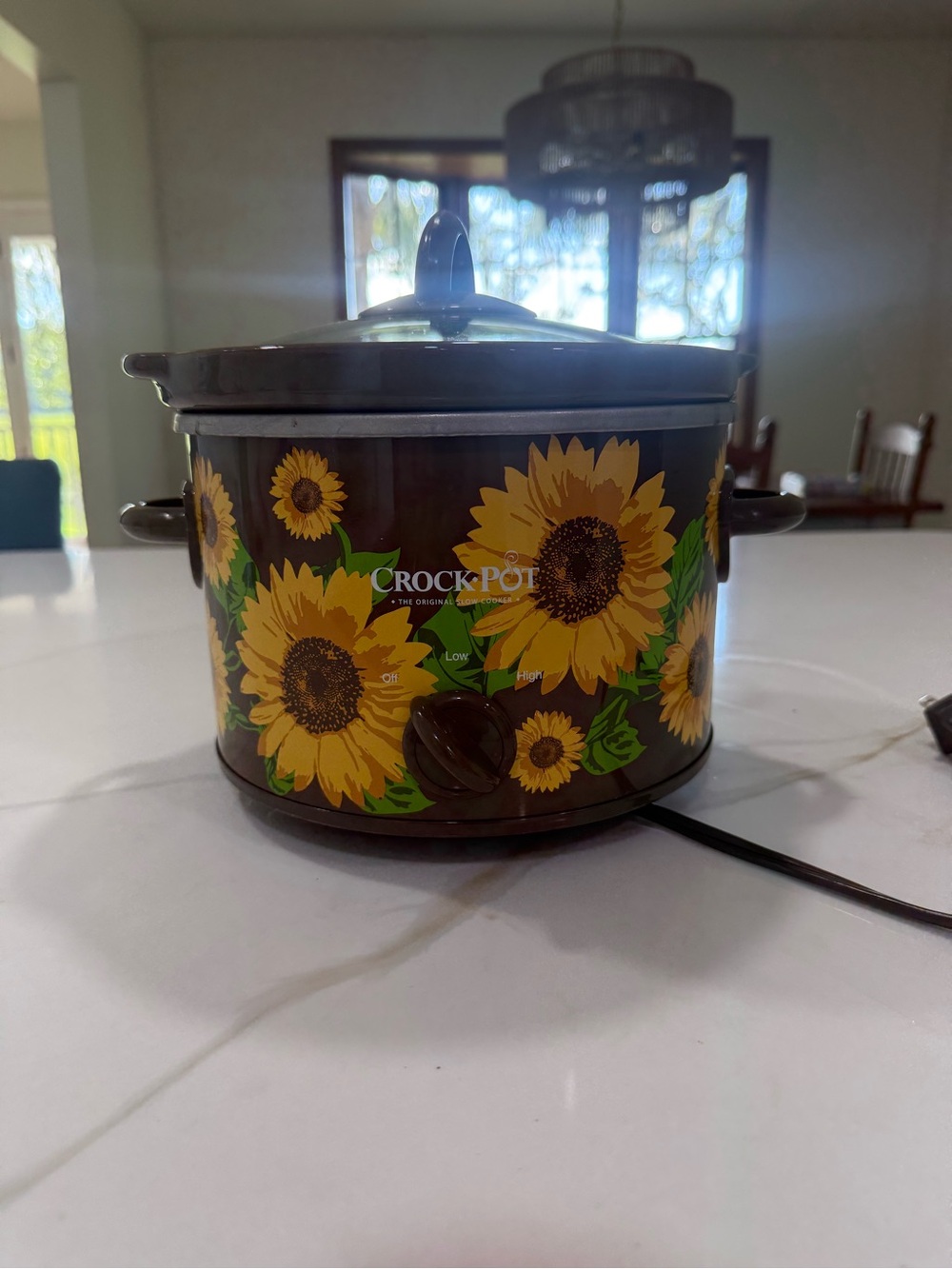 Crock-Pot Sunflower Slow Cooker - Brown with Yellow Floral Design